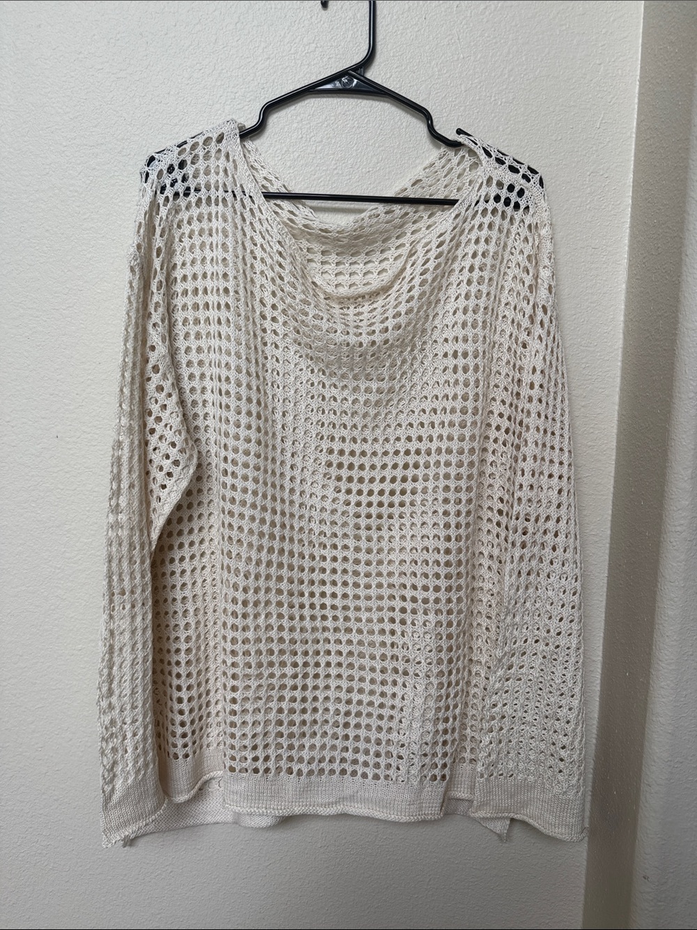 Lightweight Cream Open-Knit Women's Sweater